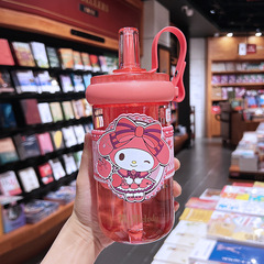 三麗鷗派對果茶太空杯女生高顏值便攜吸管水杯兒童庫洛米塑料杯