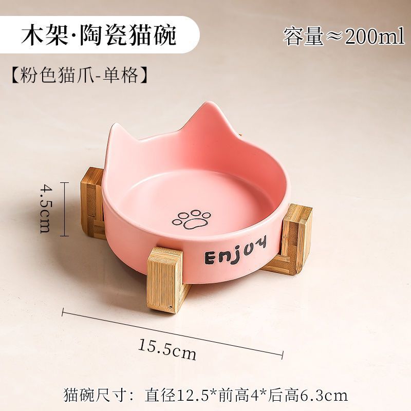 Tazón para gatos Tazón para comida para gatos de cerámica Tazón para mascotas Tazón para beber Tazón para alimentos Tazón para gatos todo en uno Tazón para gatos Tazón para perros No es fácil volcar el cuello