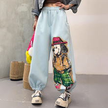 2025冬季oversize风潮牌卡通萝卜裤高品质时尚加绒保暖束脚卫裤女