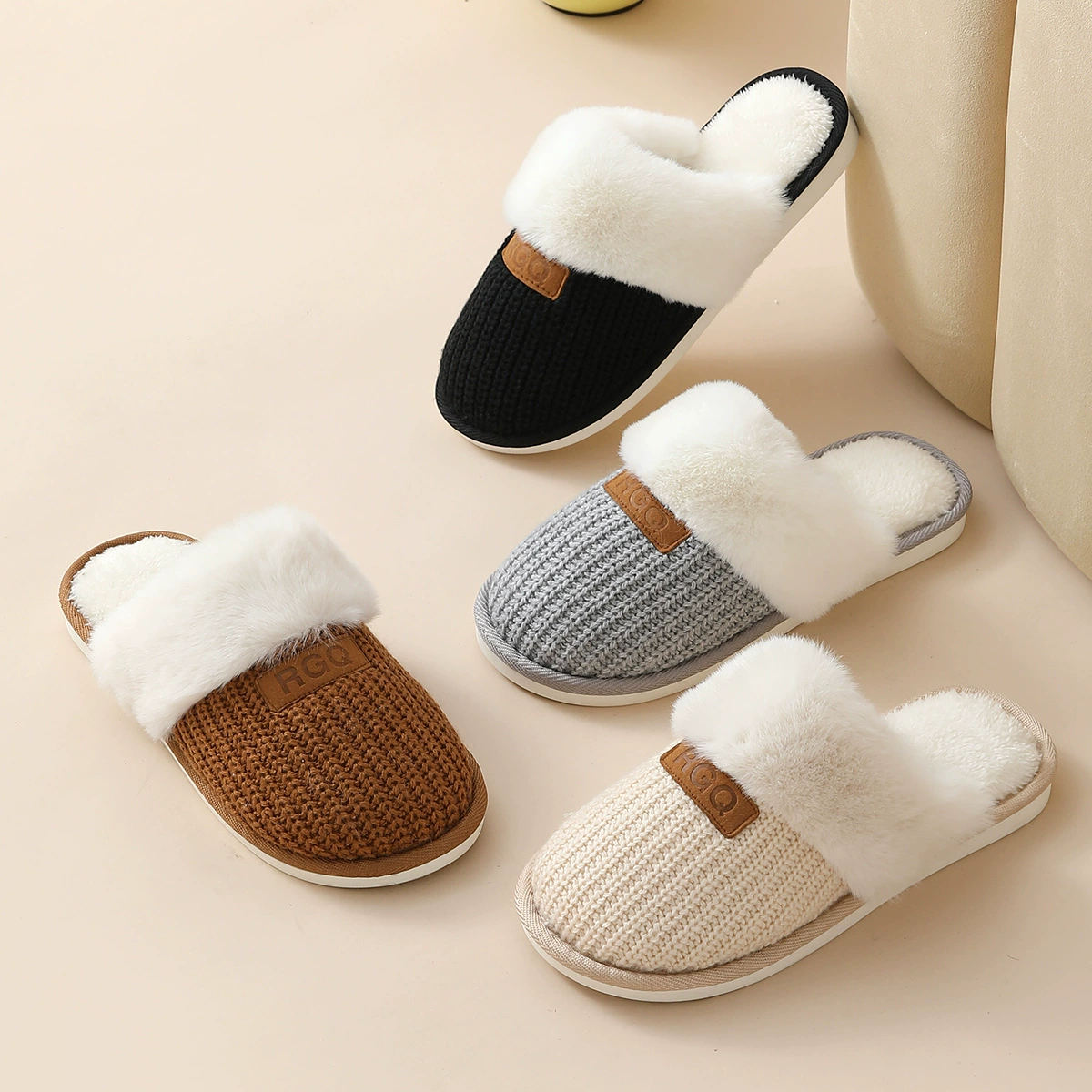 [Индивидуальный заказ] Зимние теплые тапочки для дома, нескользящие плюшевые хлопковые тапочки, женские зимние меховые тапочки