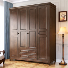 复古美式实木衣柜家用卧室原木大衣橱收纳345门现代简约欧式家具