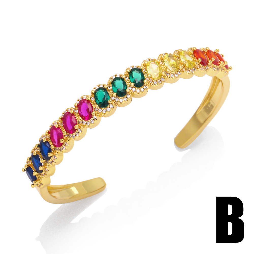 2022 New Arrival Fashion Full Diamond Micro Inlaid Zircon Open Copper Bracelet