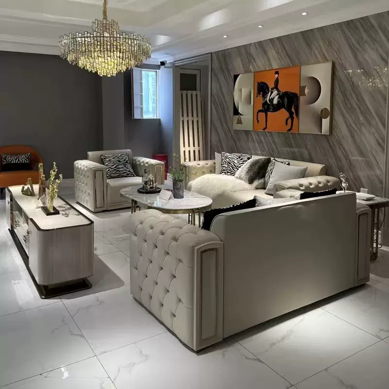 意式轻奢实木沙发组合客厅别墅港式简约全屋套房感家头层牛皮海绵