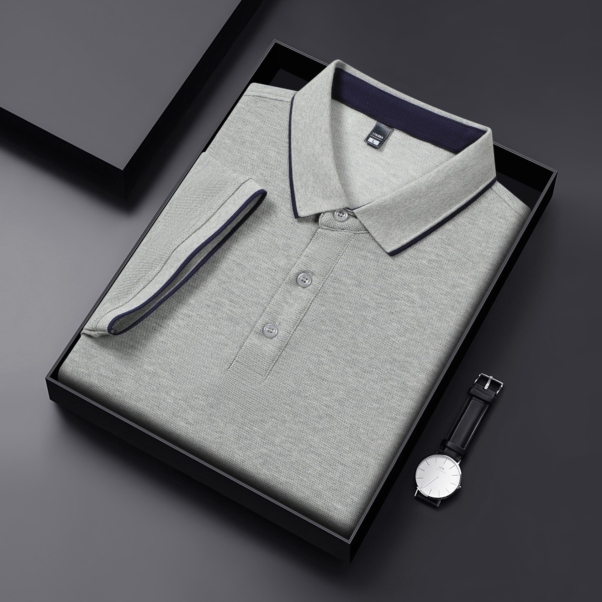 Peso pesado 220g 7A antibacteriano 65 algodón abalorios grandes contrastes de color cuello secundario en vivo camisa POLO caliente camiseta de manga corta