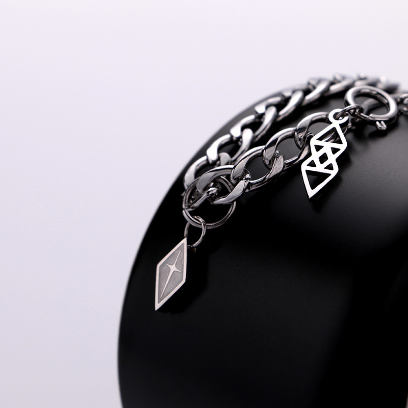 Nicely Designed Titanium Steel Necklace With Men's Trendy Hip-hop Chain Splicing Necklace, Personalized And Cool Style, Double-layer Collarbone Chain_voghion.com