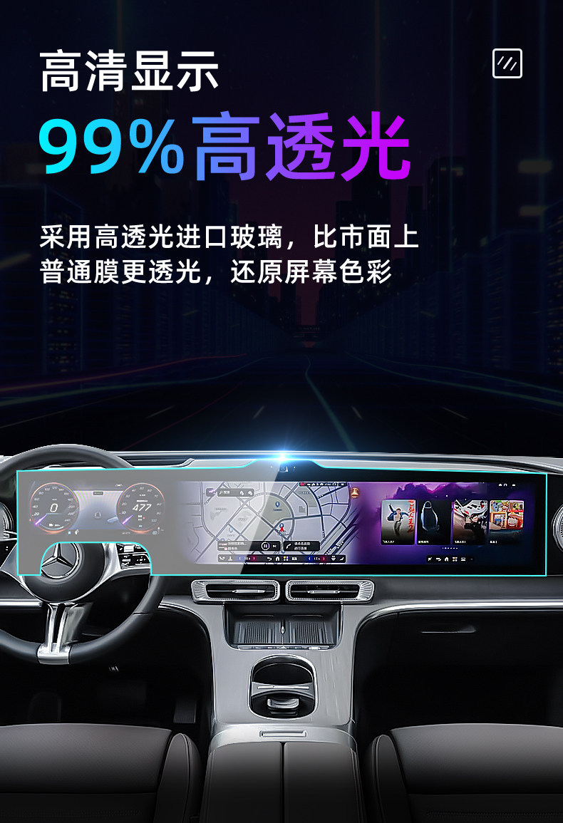 Suitable for 26 models of Mercedes-Benz GLC new energy vehicle center console tempered film car navigation screen protector display screen protective film