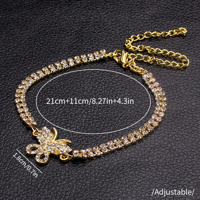 Europa y los Estados Unidos explotaron la personalidad creativa de mariposa joyería de playa para mujeres simple doble fila de joyería de pie de diamante lote spot