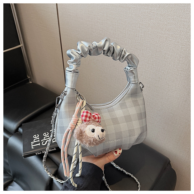Sweet and cool style, trendy and unique cloud-shaped pleated handbag, a new summer fashion chain crossbody bag for women in 2025 undefined