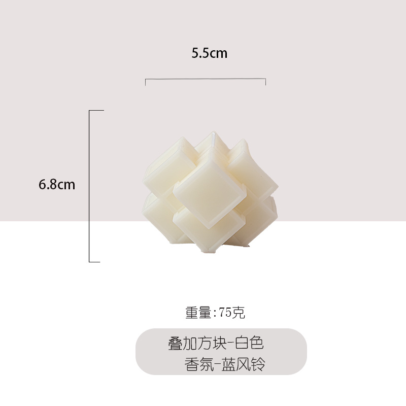 Ventas transfronterizas calientes superpuestas de modelado geométrico cuadrado velas aromáticas adornos para el hogar joyas al por mayor hechas a mano