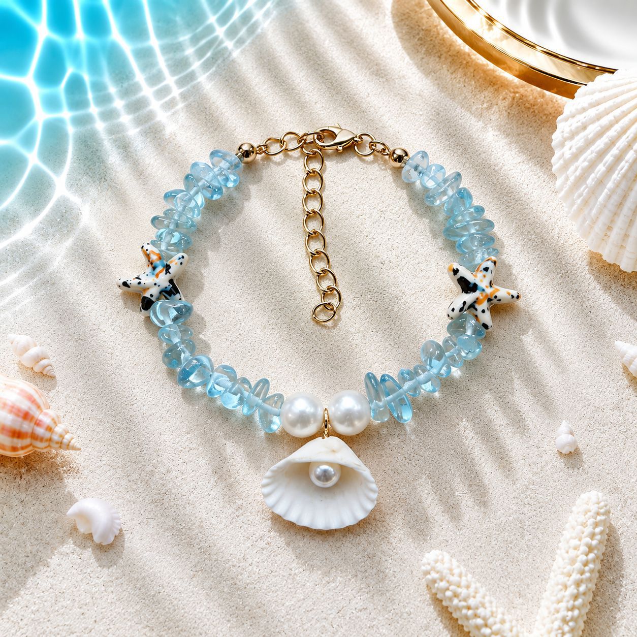 Concha natural, estrella de mar, caracola, pulsera tejida a mano, estilo oceánico, vacaciones en la playa, joyería de nicho para mujer, verano image 7