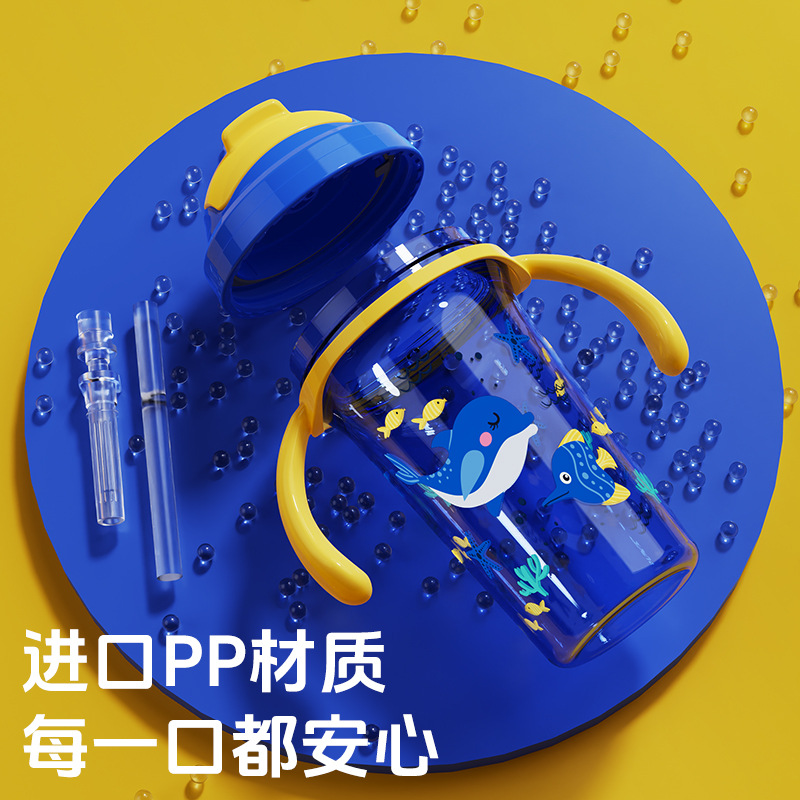 Taza antigoteo de gran capacidad directa de fábrica con tapa y mango aislamiento térmico anti-escaldado anti-caída taza para beber para niños