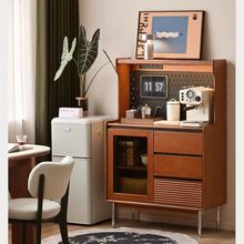 新款实木餐边柜小户型餐厅中古置物柜家用原木收纳柜复古橱柜加厚