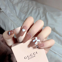 穿戴甲美甲貼片指甲貼片假指甲成品可拆卸蝴蝶結甲片指甲貼X15