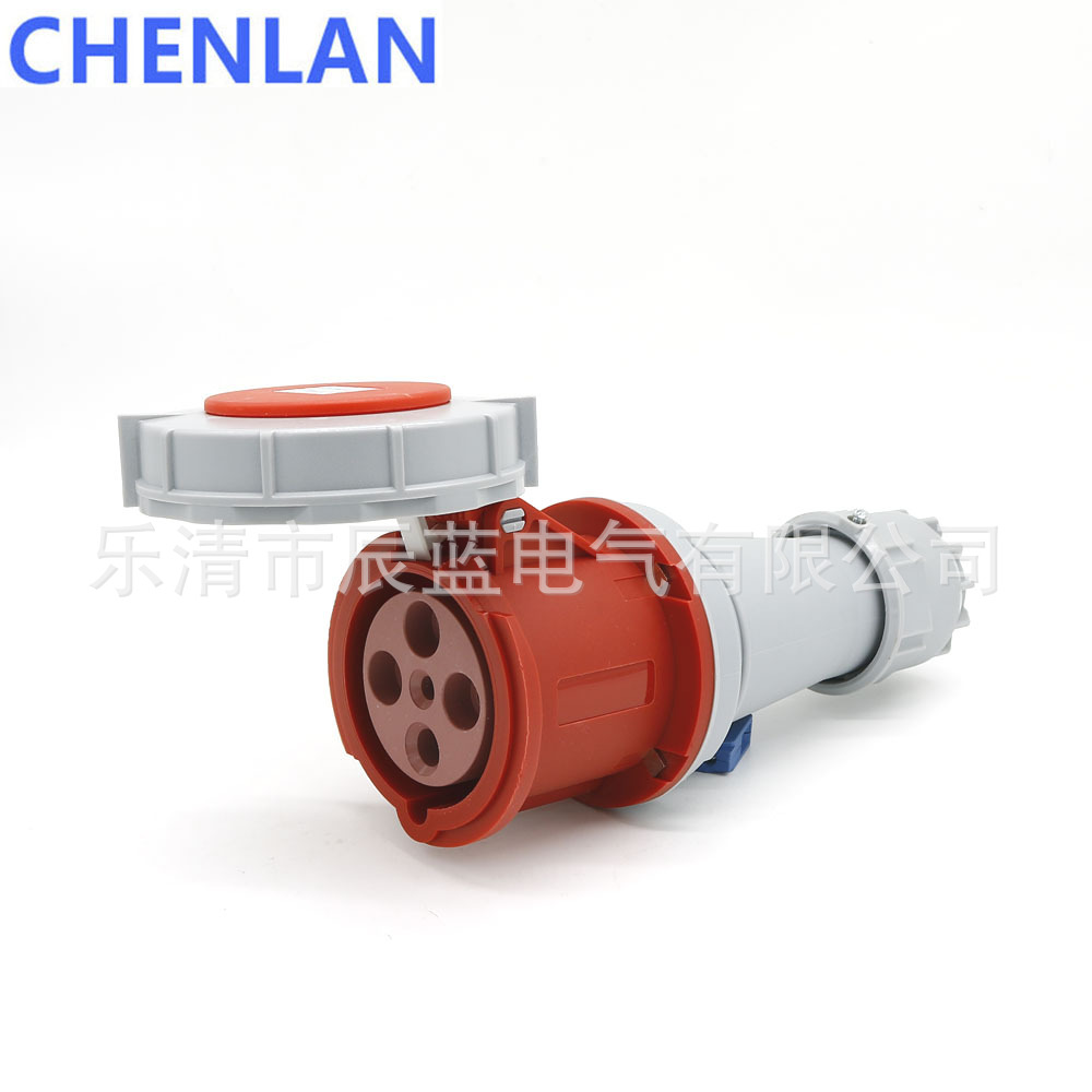 工业防水插座四孔63A-6H 3P+PE 380-415V IP67航空连接器耦合器