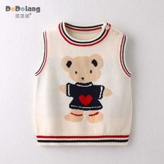Baby Cotton Breathable Sweater for Autumn 2023, Children's Back Vest for Infants, Simple and Versatile Bear Design