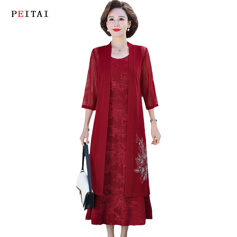 Xi mother-in-law wedding dress summer wedding dress two-piece suit elegant mom dress plus size dress