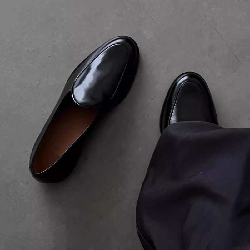 2025 Autumn and Winter Fashion Loafers New Business Formal Black Glossy Commuting Derby Men's Shoes