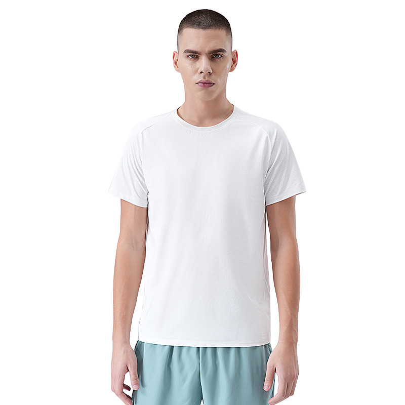 Camiseta de secado rápido para hombre, verano, cuello redondo, color sólido, deportes, ocio urbano, correr, transpirable para hombre, senderismo al aire libre, camisa de manga corta