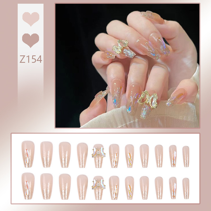 24 Pieces of European and American Cross-Border Internet Celebrity New Fake Nails, Wearable Nails, Finished Nail Patches, Removable Nails