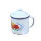 Enamel Flower Cover Cup Enamel Cup Happy Character Retro Flower Cover Cup Old-fashioned Enamel Tea Tank Cup Enamel Cup Double Happiness Flower Cup