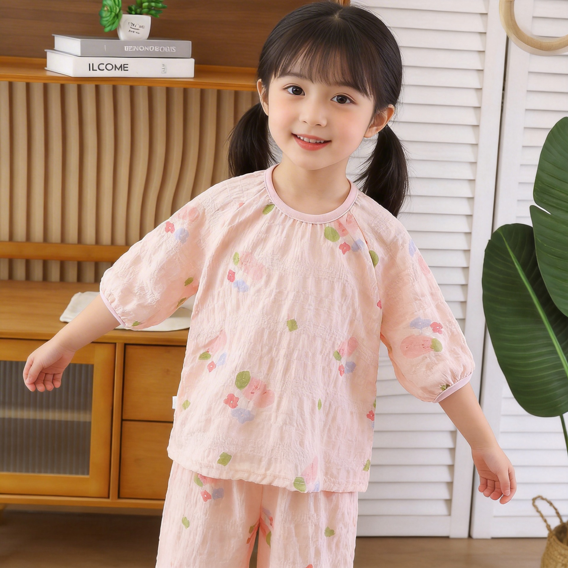 Bebés lindos ropa de hogar de mangas cortas pantalones cortos princesa aire acondicionado ropa de pijama infantil conjunto de verano delgado