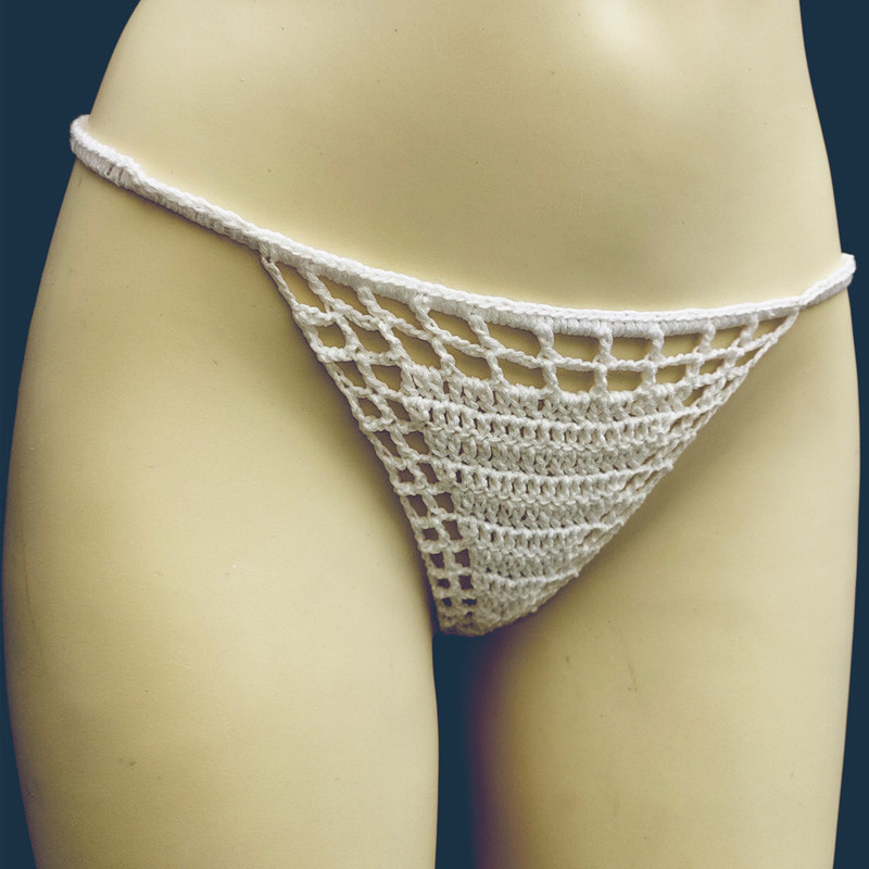 Cross-border trade handmade crochet bikini thong swimming trunks sexy European and American sunbathing swimming trunks