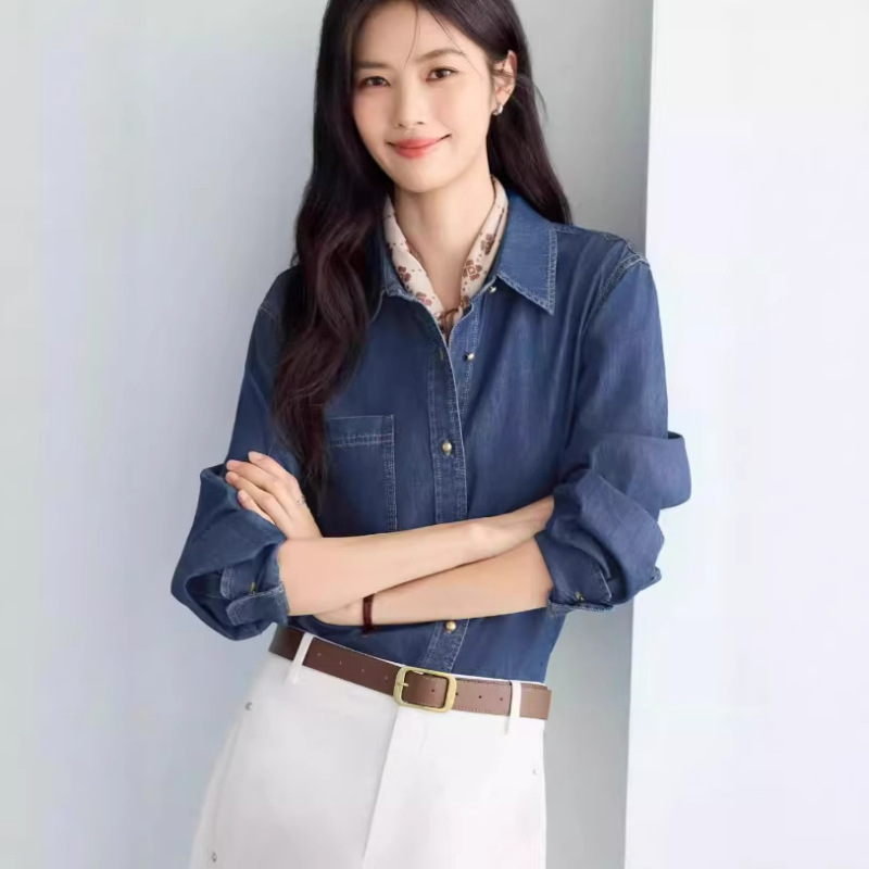 Soft Denim Fabric, Exquisite Casual and Versatile Shirt Tops for Women, 2026 Spring New Style 1H1920271 Soft Denim Fabric, Exquisite Casual and Versatile Shirt Tops for Women, 2026 Spring New Style 1H1920271
