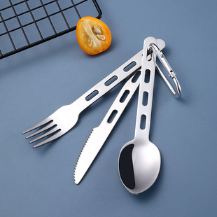 Creative hollow knife fork spoon set camping portable Western food knife fork spoon stainless steel outdoor travel spoon