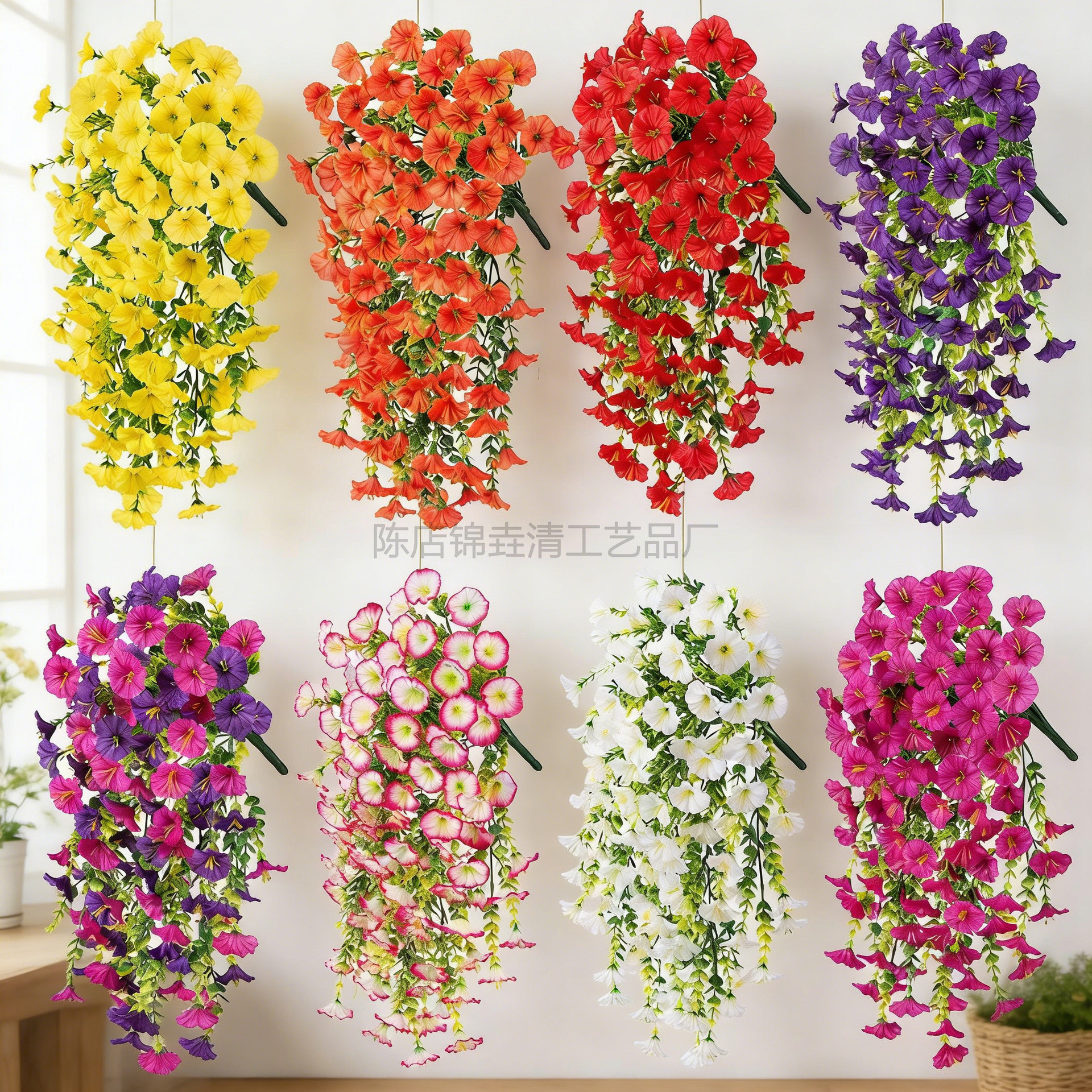 Cross-Border Eucalyptus Morning Glory Vine Artificial Flowers Artificial Greenery Home Wedding Decoration Morning Glory Wall Hanging Vine Flowers