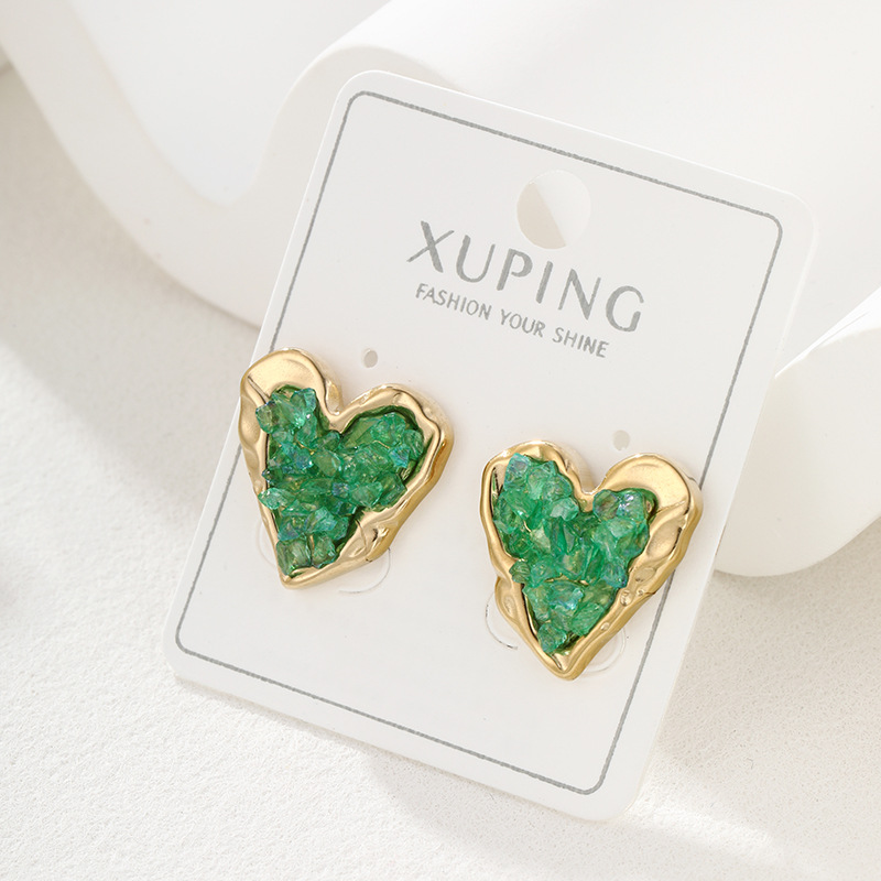 14K color Xuping joyería geometría estrella de amor auriculares de zircón ligero de lujo nicho sensación de mujer