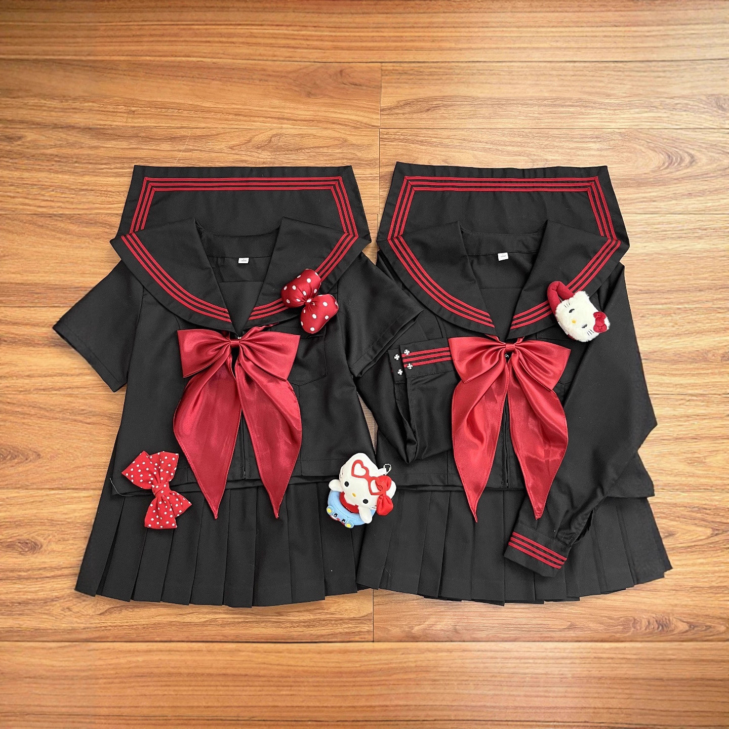 Original Jk Uniform, Authentic Japanese Style, Red Three-Stripe Mid-Term Uniform, Sailor Uniform, Bad Girl Academy Style Class Uniform, Graduation Uniform