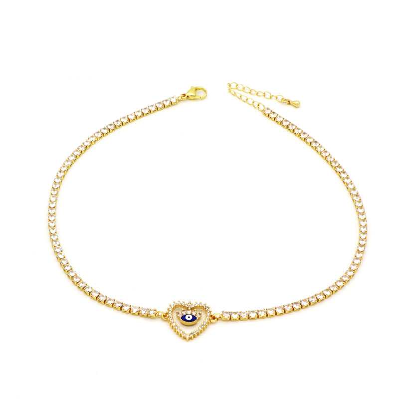 Fashion Heart Shape Copper Inlay Zircon Necklace 1 Piece