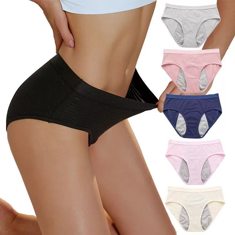 Popular foreign trade cross-border menstrual period panties, plus size, front and back leak-proof, mid-high waist, breathable, women's period underwear Popular foreign trade cross-border menstrual period panties, plus size, front and back leak-proof, mid-high waist, breathable, women's period underwear