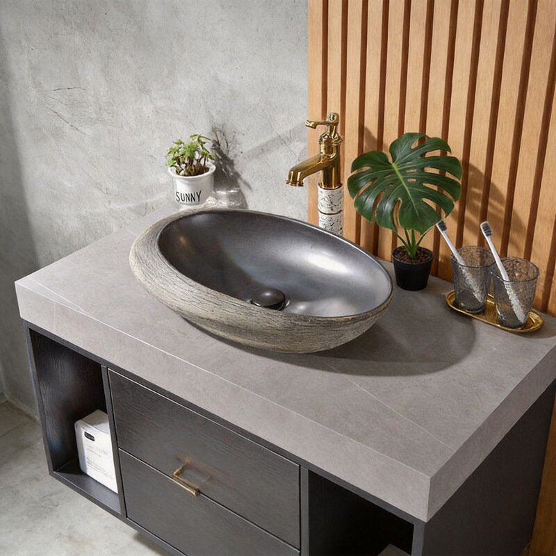 2026 New Art-Style Rock Slab Bathroom Cabinet, New Model Basin, Homestay Wall Cabinet, Washbasin, Bathroom Cabinet Combination Set 2026 New Art-Style Rock Slab Bathroom Cabinet, New Model Basin, Homestay Wall Cabinet, Washbasin, Bathroom Cabinet Combination Set