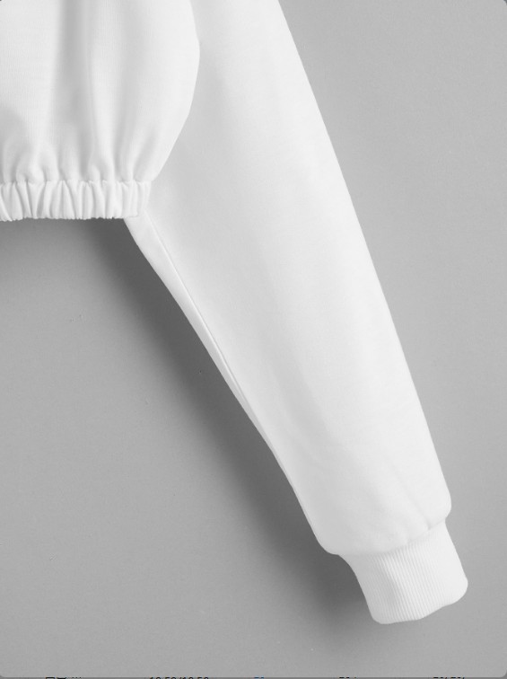 Long-Sleeved Round Neck Printed Short T-Shirt NSGXY98573
