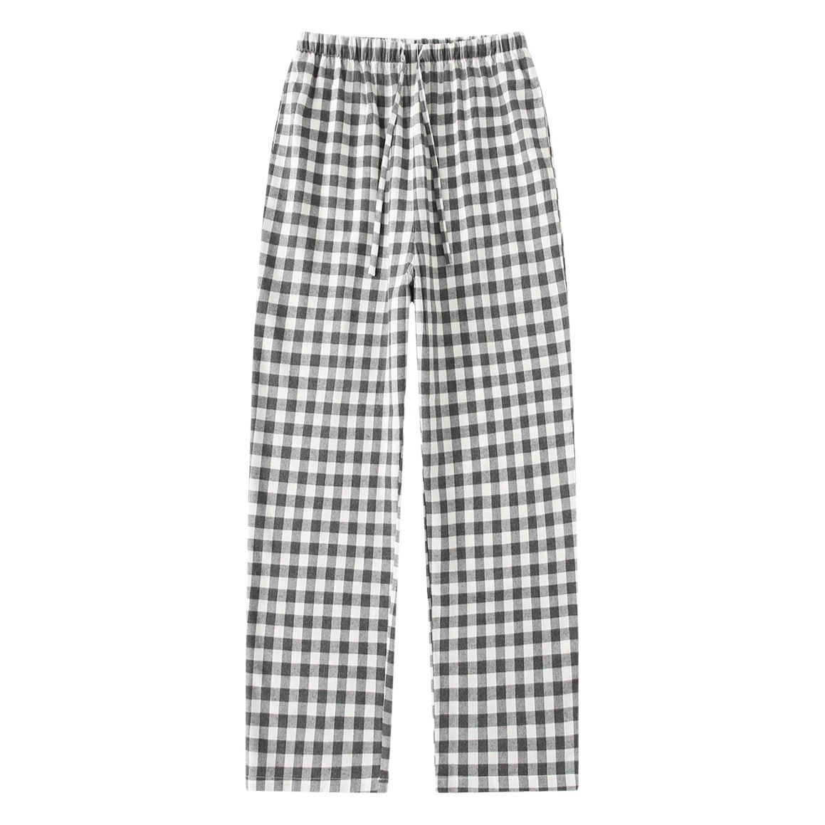 Стильные двухжильные хлопковые фланелевые домашние пижамы без печати, женские хлопковые матовые клетчатые однотонные домашние брюки, универсальные