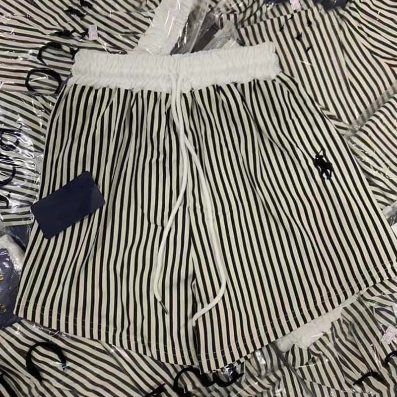 Foreign Trade Black and White Vertical Stripesd Five-Point Shorts for Women, Sports and Leisure Thin Wide-Leg Pants, Summer High-Waisted Slim Pants for Men
