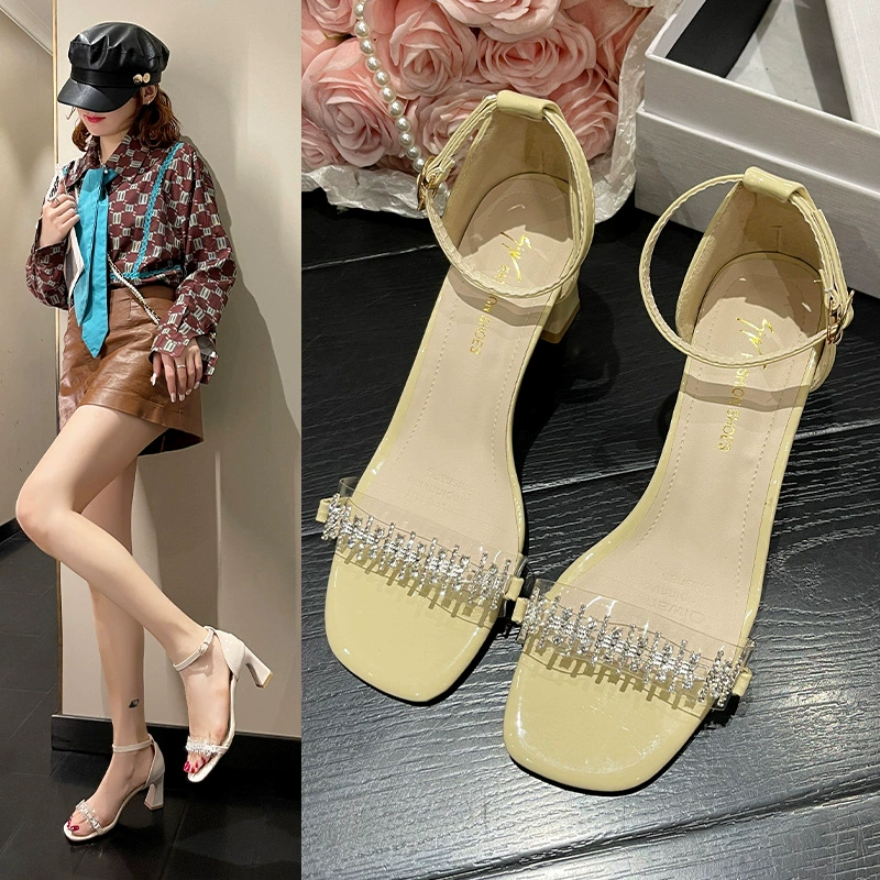 Sandals, summer footwear, universal shoes high heels, french style, 2023