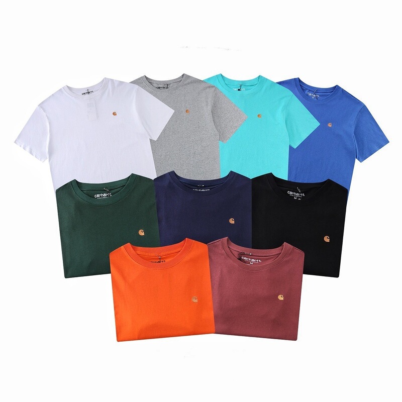 Cross-Border Foreign Trade Kaha t Classic Style Gold Label Embroidered Short-Sleeve Unisex Loose Couple's Versatile T-Shirt Base Shirt Trendy
