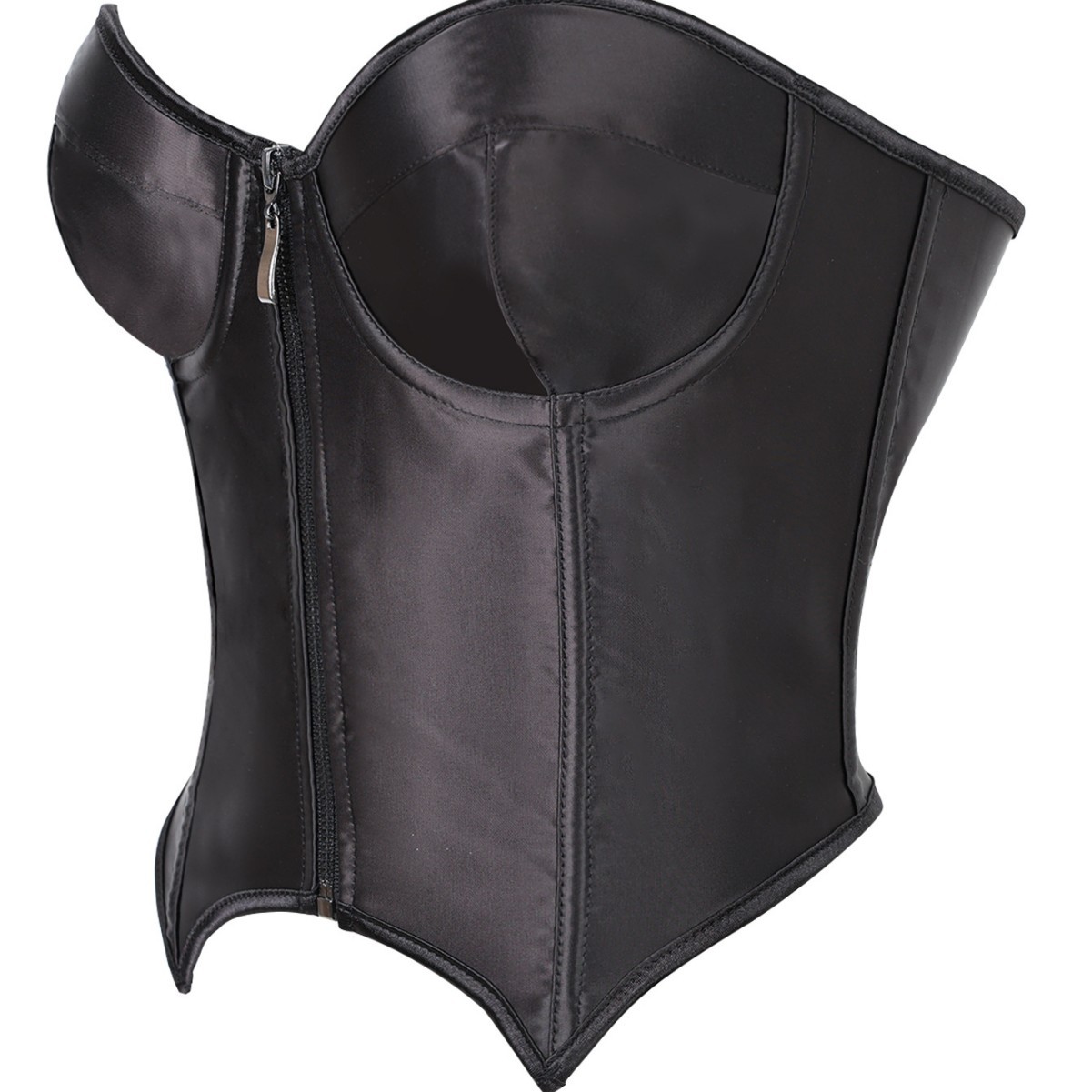 Zipper negro con cojín de pecho, corsé de hueso de pez, chaqueta de forma de mujer, TEMU AliExpress TK suministro transfronterizo