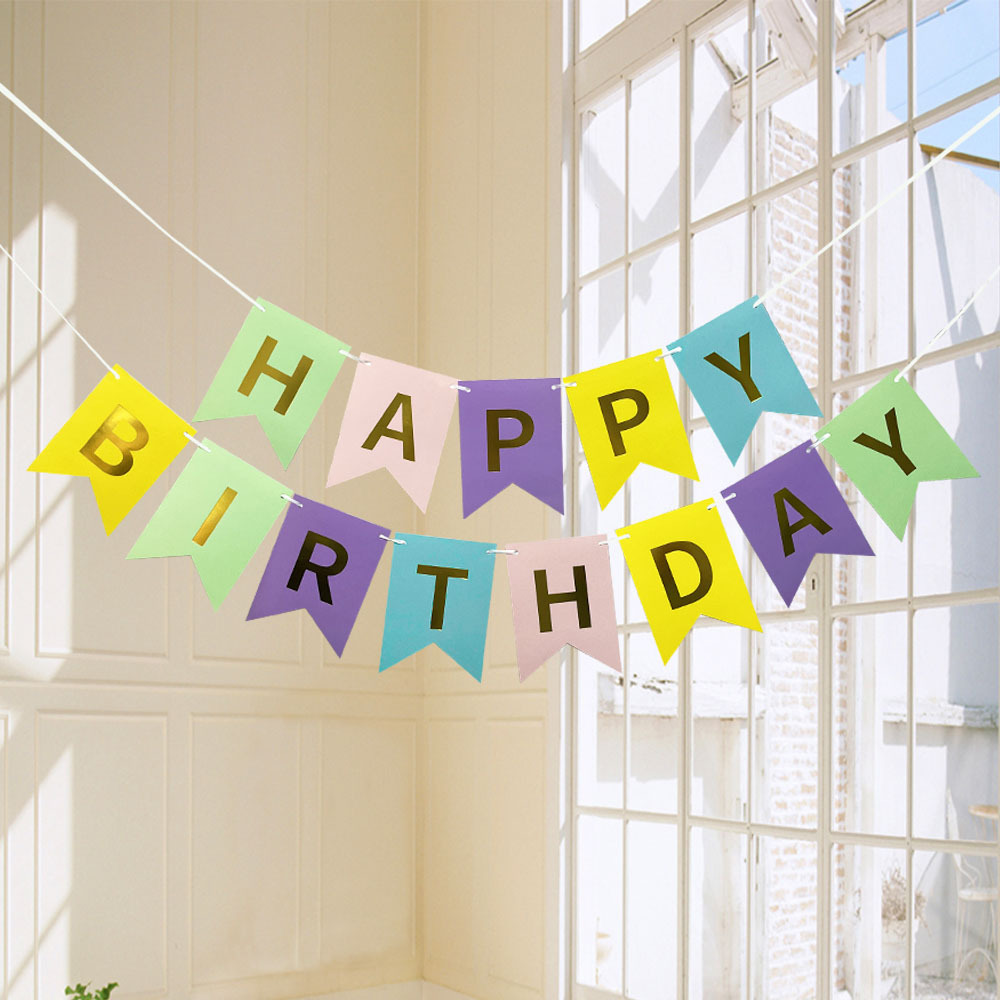 Inglés Feliz cumpleaños bronceado cola de milano tire bandera decoración banner fiesta diseño suministros Feliz cumpleaños bandera