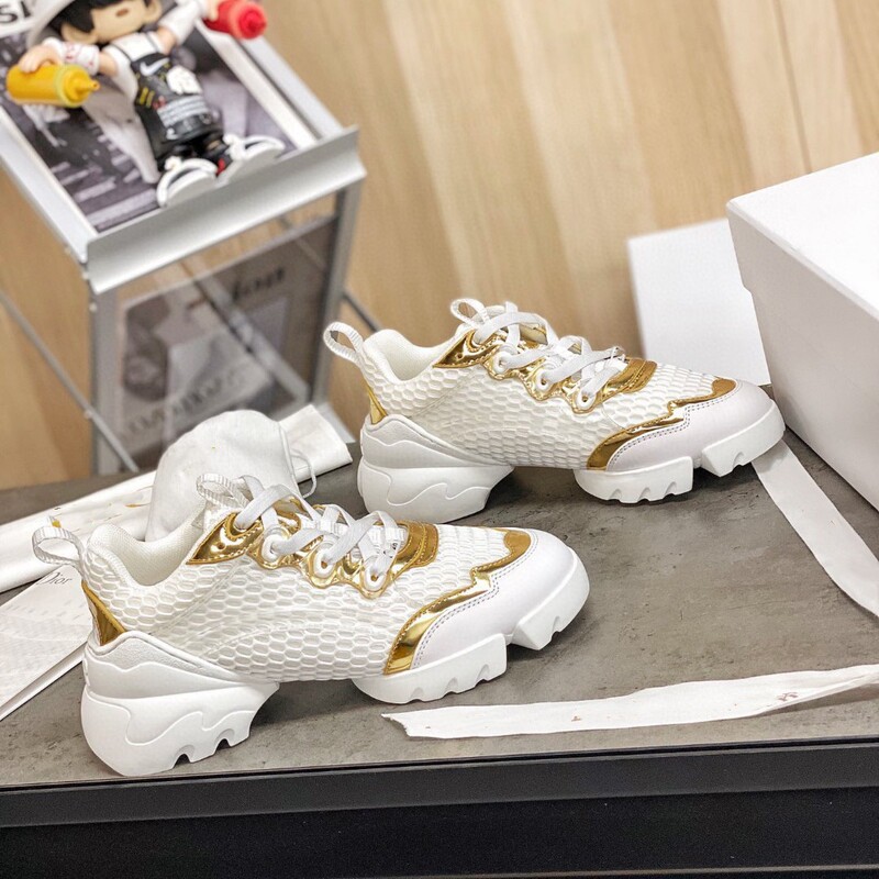 Guangzhou High-End D-Brand Dad Shoes for Women 2025, Lace-Up, Thick-Soled, Height-Increasing, Nude-Colored Platform Sneakers, Super Popular