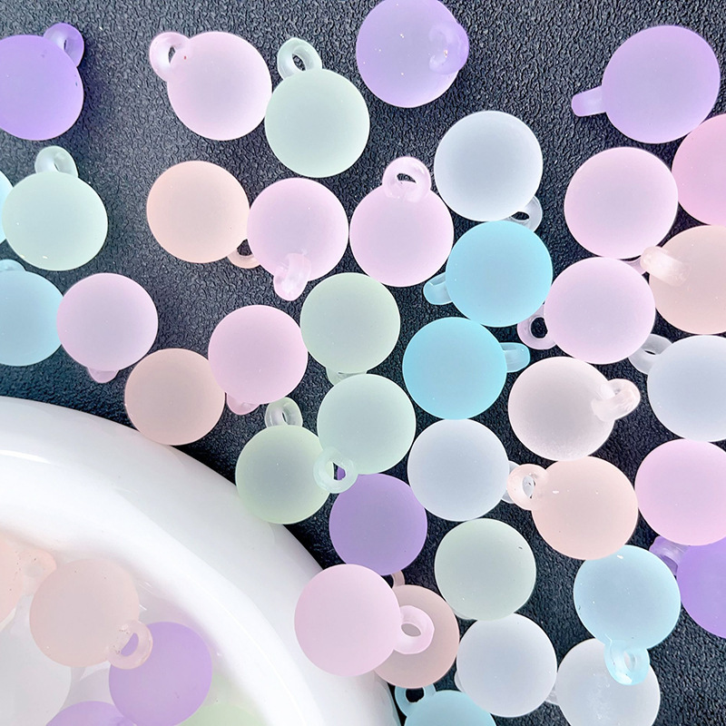 Acrylic 16mm transparent rubber frosted hanging hole bead pendant DIY TikTok popular hair rope car hanging accessories Acrylic 16mm transparent rubber frosted hanging hole bead pendant DIY TikTok popular hair rope car hanging accessories