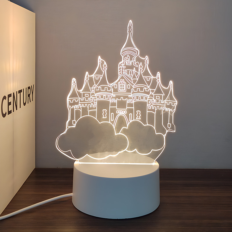 Venta al por mayor luz nocturna 3D USB niños dibujos animados regalo de Navidad lámpara de mesa pequeña atmósfera transfronteriza fijo logotipo acrílico