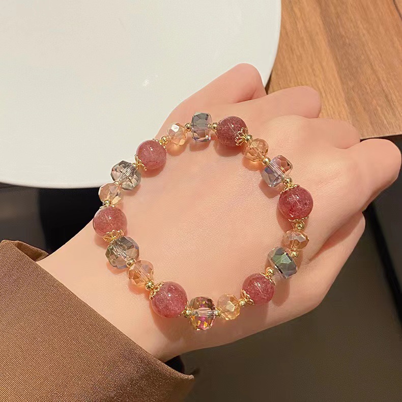 Colorful Girl's Light Luxury Glaze Imitation Strawberry Crystal Bracelet Women's Mori Style Bracelet Y Simple Jewelry Bracelet