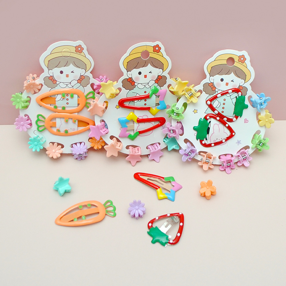 Flores de niños pequeños clip de agarre adorable BB clip conjunto clip de pestaña color caramelo acabador de cabello cortado lateral tarjeta de cabello de niña