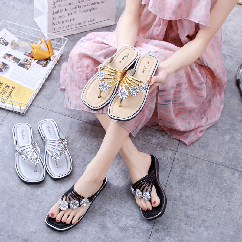 Cross-border Summer New Fashion Flip-flops For Women, Outdoor Wear Slippers, Non-slip Flat Toe Shoes, Beach Sandals_vogvips.com