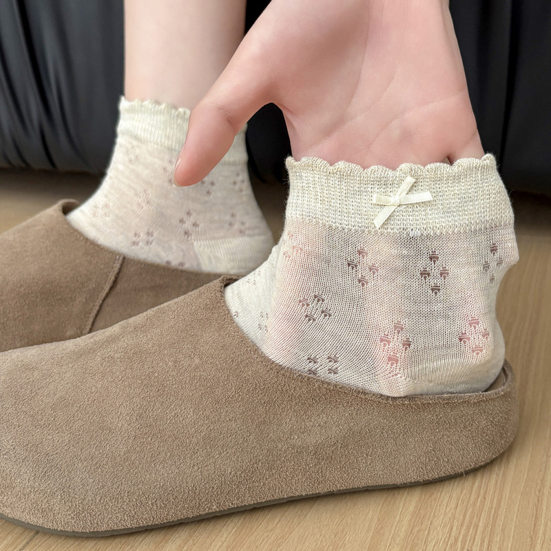 Four-Leaf Clover Mesh Socks, Summer Thin Breathable Socks for Women, Korean Style Ins Style Bow Short Socks, Sweet Jk Socks for Women Four-Leaf Clover Mesh Socks, Summer Thin Breathable Socks for Women, Korean Style Ins Style Bow Short Socks, Sweet Jk Socks for Women