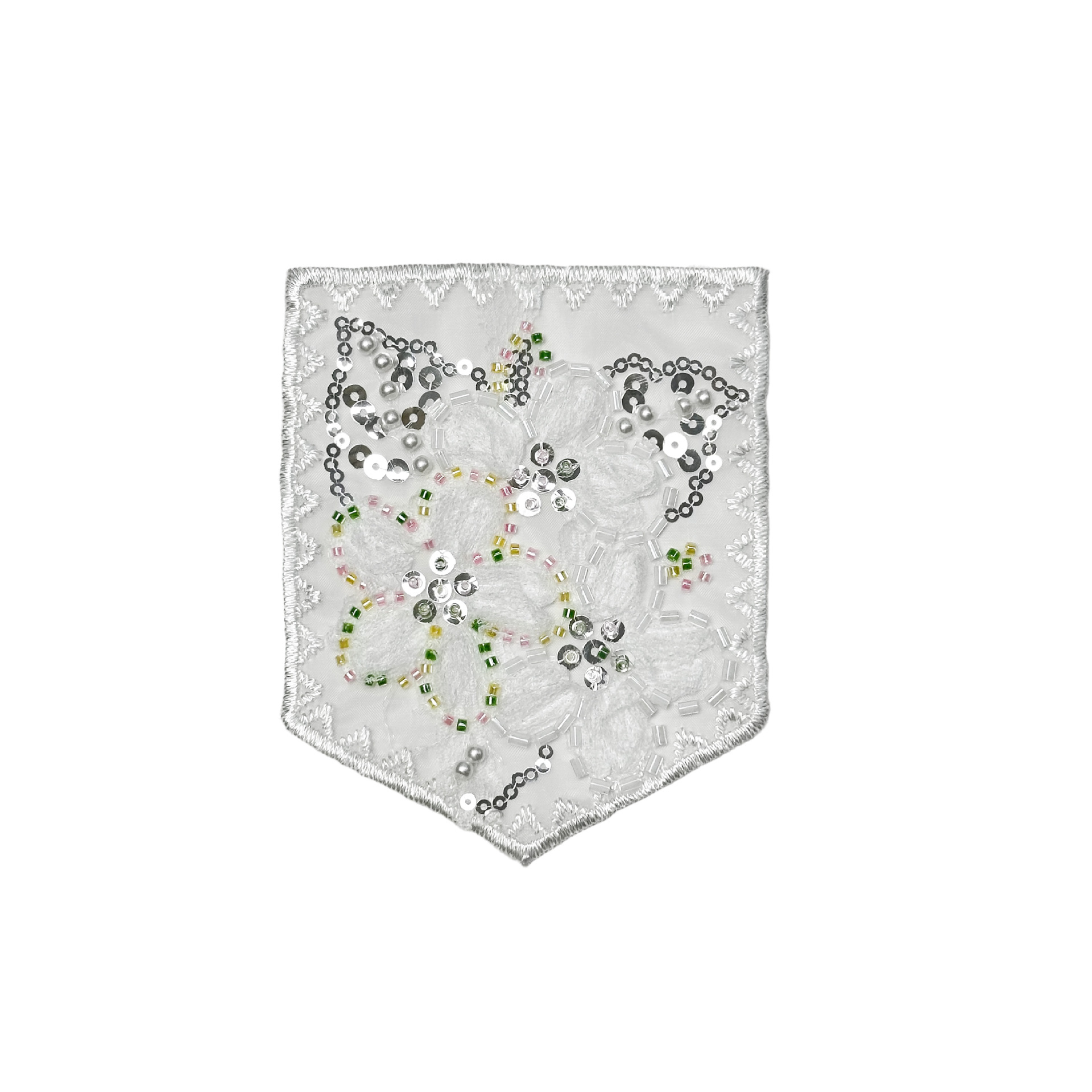 Nueva moda de agua bordada flor de tela pegada pentagonal bolsillo decoración pegada jeans ropa accesorios comercio exterior