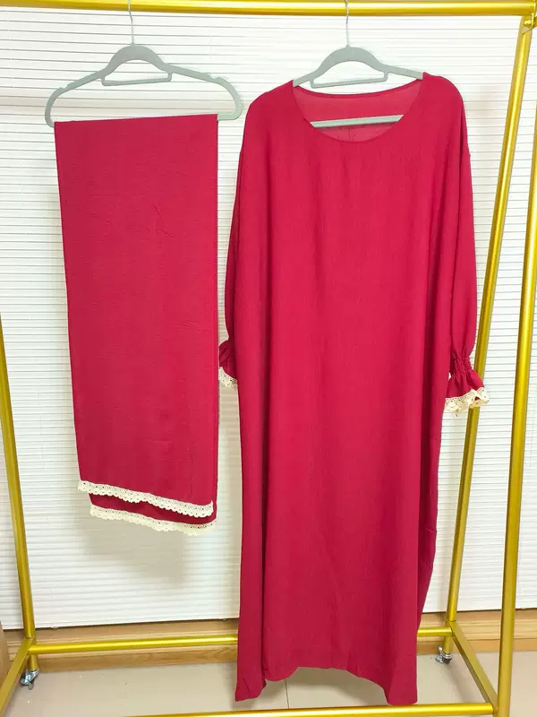 lace шарф, платье, комфортный набор, длинная юбка, кружевное платье, набор из 2 предметов, свободный крой